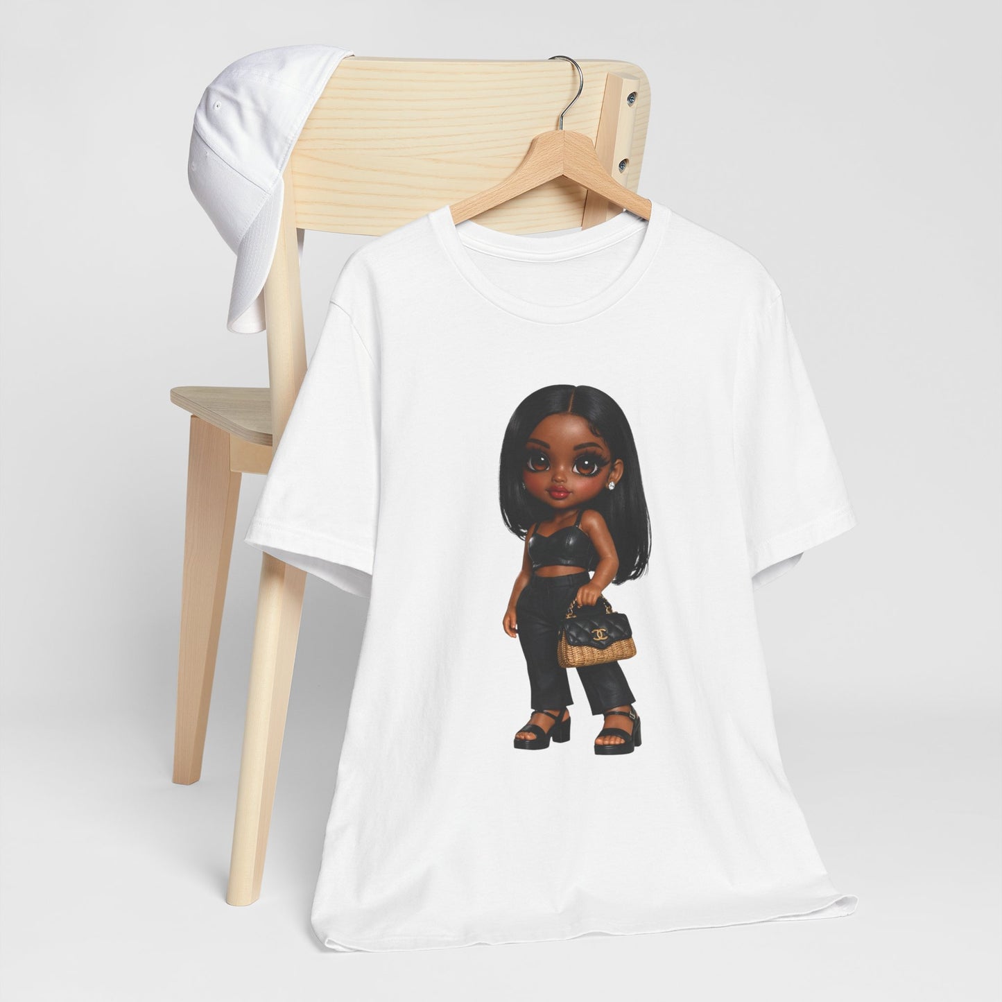 Black Girl Doll Graphic Tee — Fashion Doll Illustration T-Shirt
