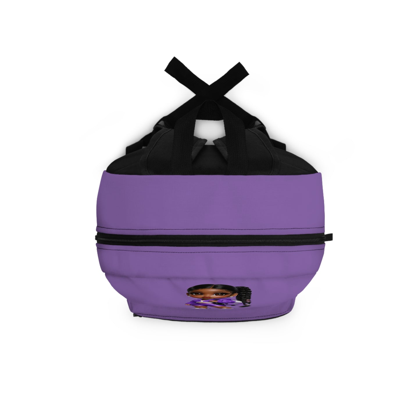 Purple Leopard Kids Backpack with Cute Doll Graphic — School Bag for Girls
