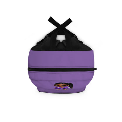 Purple Leopard Kids Backpack with Cute Doll Graphic — School Bag for Girls
