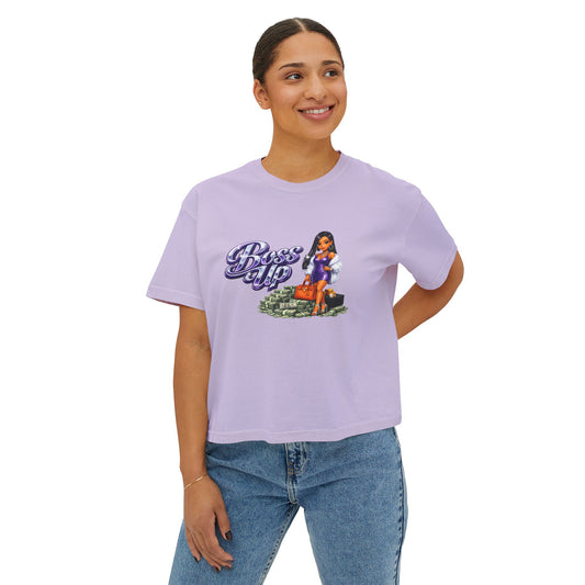 Boss Up Women's Boxy Tee — Retro Pinup Money Hustle Graphic Tee
