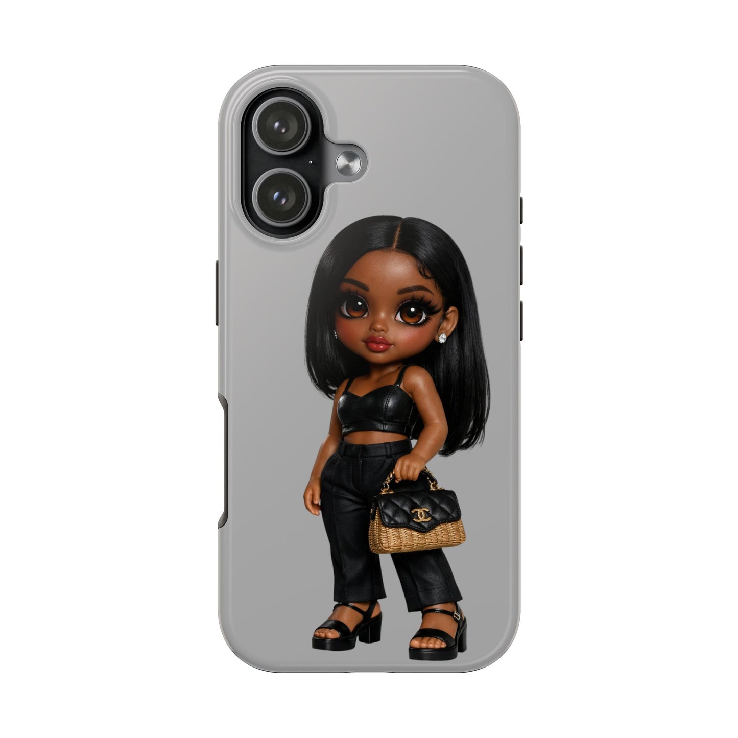 Cute Black Girl Doll Tough Phone Case — Fashionista Protective Phone Case