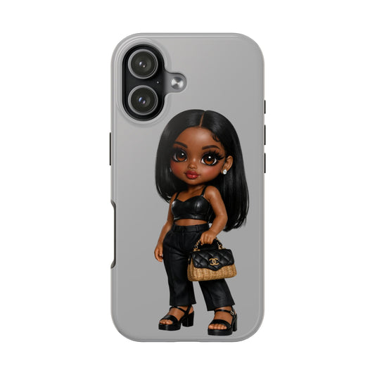 Cute Black Girl Doll Tough Phone Case — Fashionista Protective Phone Case