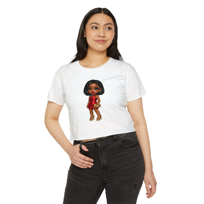 Women's Festival Crop Top — Glam Doll Graphic Crop Tee for Parties & Festivals