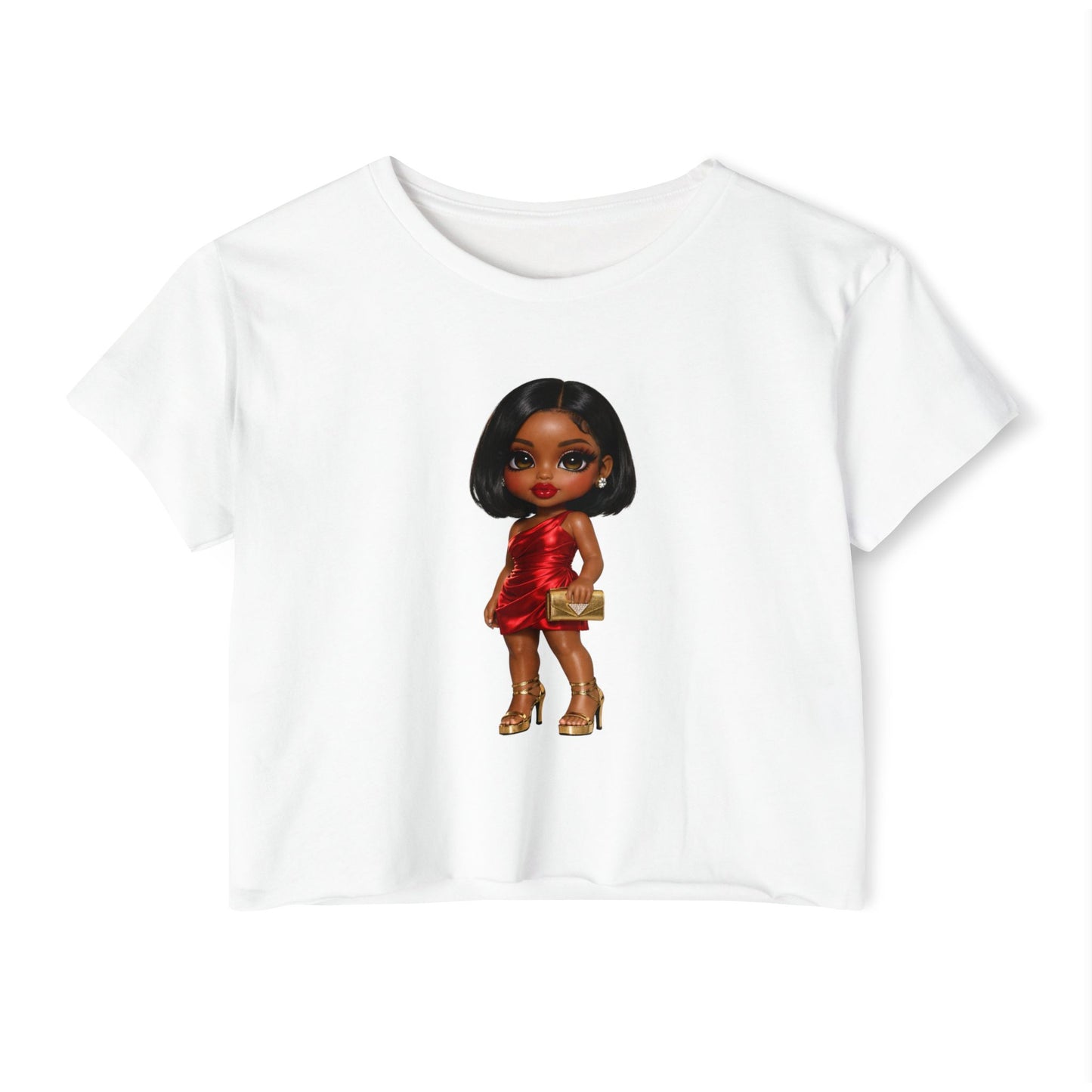 Women's Festival Crop Top — Glam Doll Graphic Crop Tee for Parties & Festivals