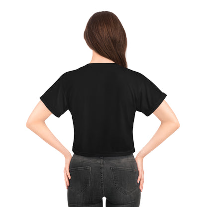 Crop Tee — Curly Brown Doll Graphic Crop Tee (Cute Urban Girl Aesthetic)