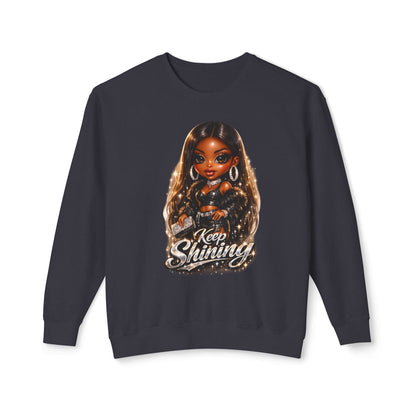 Keep Shining Crewneck Sweatshirt — Empowering Black Girl Magic Graphic