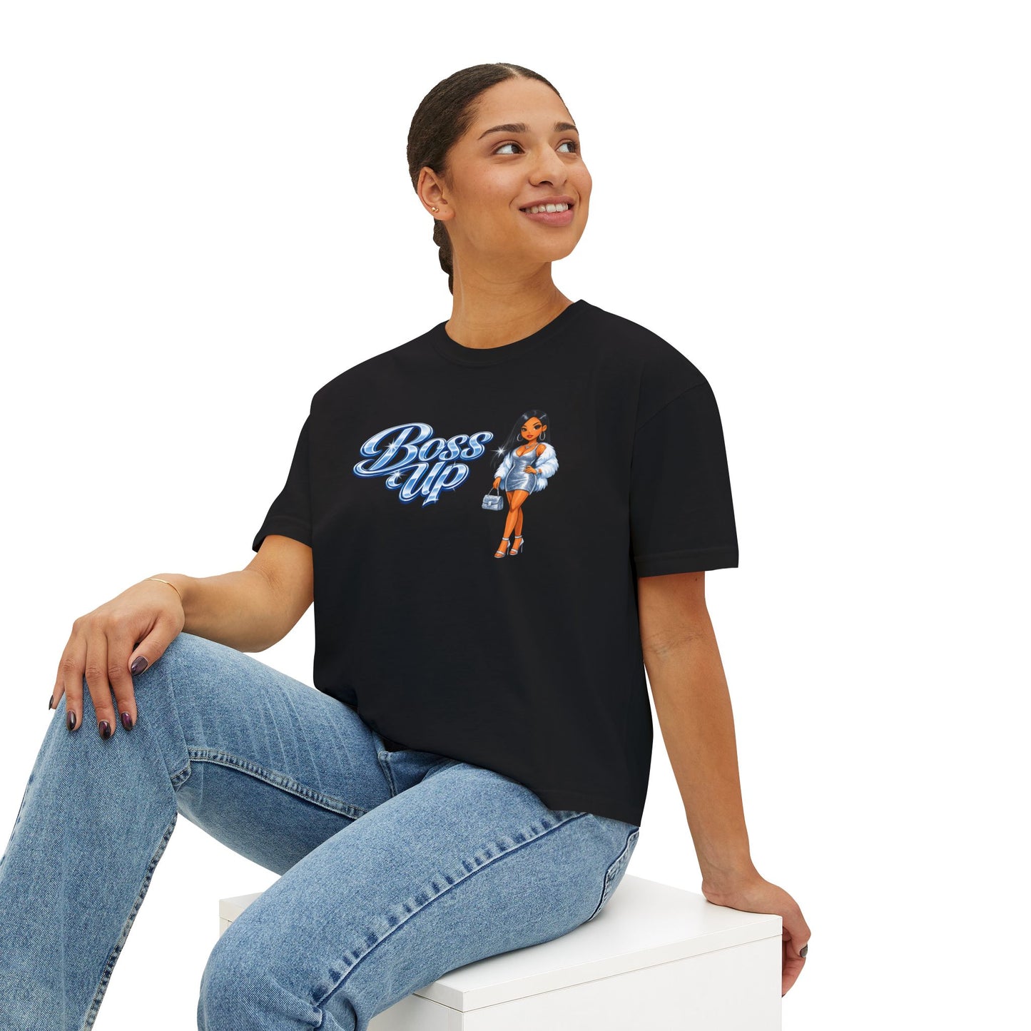 Boss Up Women's Boxy Tee – Empowered Girl Graphic Tee
