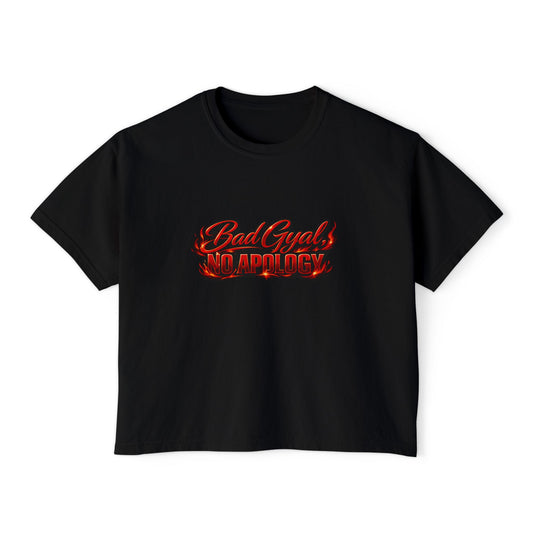Bad Gyrl No Apologies Boxy Tee — Women's Cropped Graphic Shirt