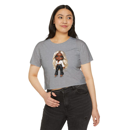 Women's Festival Crop Top — Blonde Doll Graphic Crop Tee for Trendy Festival Looks