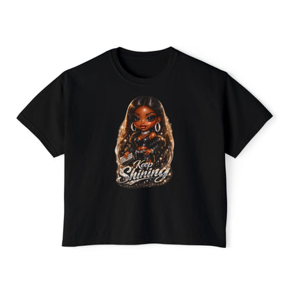 Keep Shining Women's Boxy Tee — Empowering Black Girl Magic Graphic Shirt