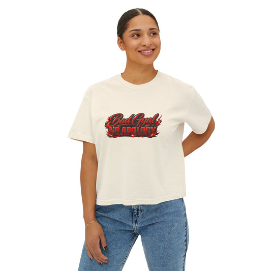 Bad Gyrl No Apologies Boxy Tee — Women's Cropped Graphic Shirt