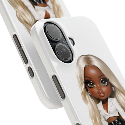 Slim Phone Case — Fashion Doll Girl with Blonde Hair, Leather Pants & Silver Handbag