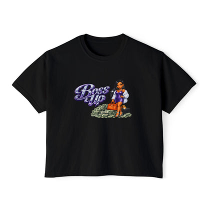 Boss Up Women's Boxy Tee — Retro Pinup Money Hustle Graphic Tee