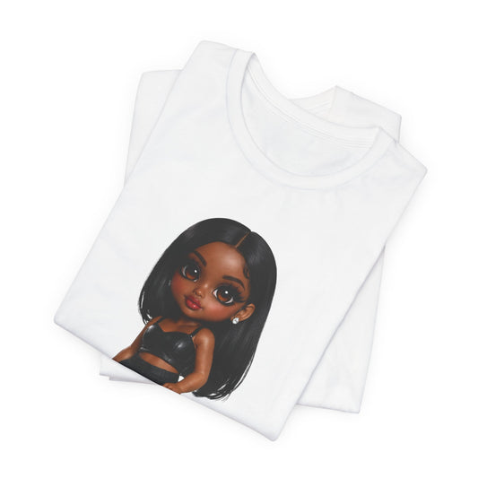Black Girl Doll Graphic Tee — Fashion Doll Illustration T-Shirt