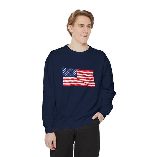 American Flag Sweatshirt — Distressed USA Flag Pullover