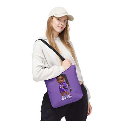 Purple Streetwear Doll Tote Bag - Cute Black Girl Art Bag
